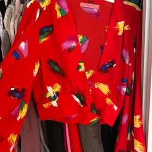 Red cropped blouse